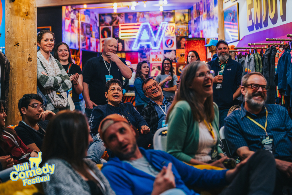 A special aspect of the Vail Comedy Festival were pop-up shows in unique venues.  This was pre-show at a retail store called Aviator Nation.  