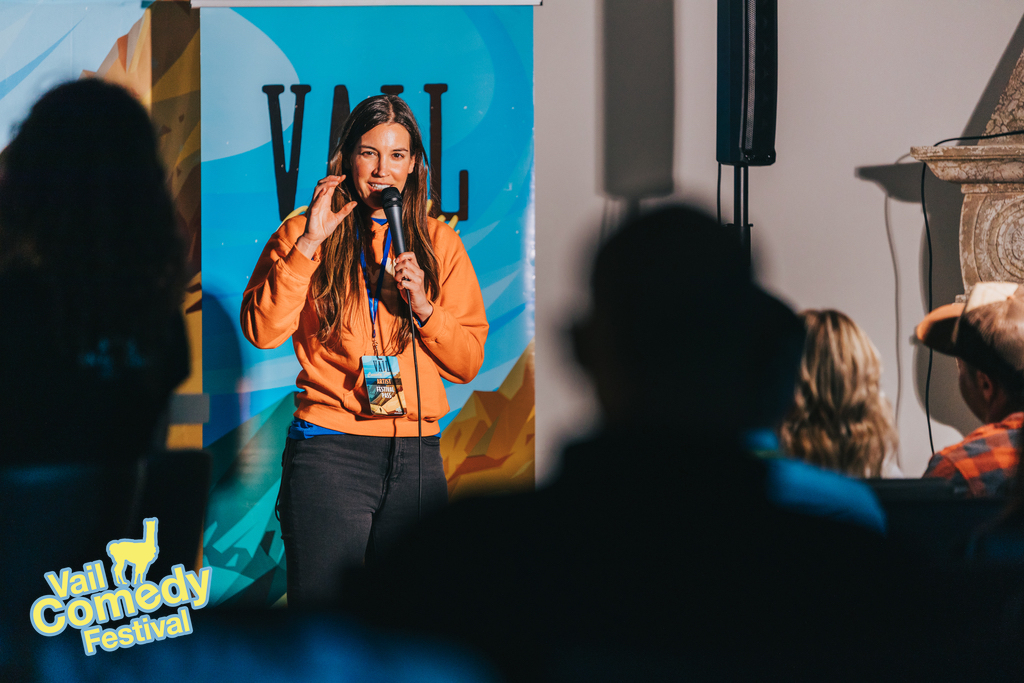 2023 Vail Comedy Festival - Festival headliner Carmen Lagala does a surprise drop in spot at The Lodge At Vail